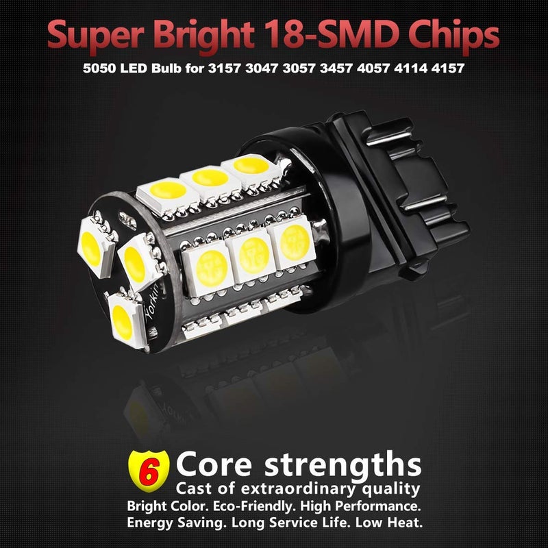 Yorkim مصابيح LED بيضاء فائقة السطوع Yorkim 3157، مصابيح LED 3056 3156 3156A 3057 4057 3157 4157 T25 لإضاءة الفرامل، إضاءة الرجوع للخلف، إضاءة الذيل العكسية - عبوة من 10 - Image 2